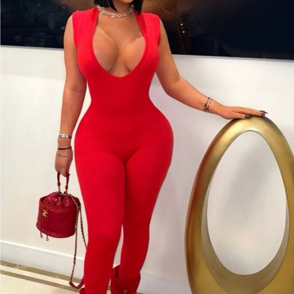 Red Sleeveless Jumpsuit
